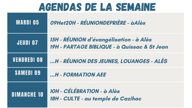 Agendas de la semaine